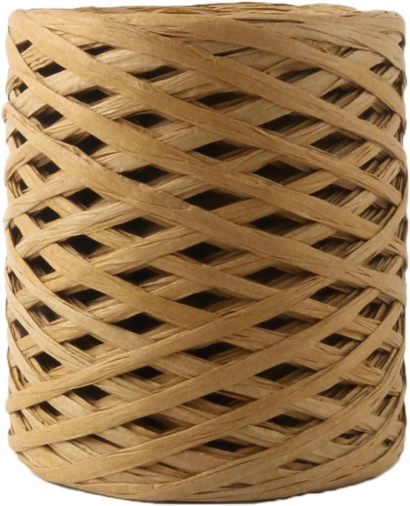 ALLWSLucky 656 FT Raffia Paper Craft Ribbon,Colored Packing Paper String for Gift Wrapping,Party Decor and DIY Decoration (Brown) - Image 1